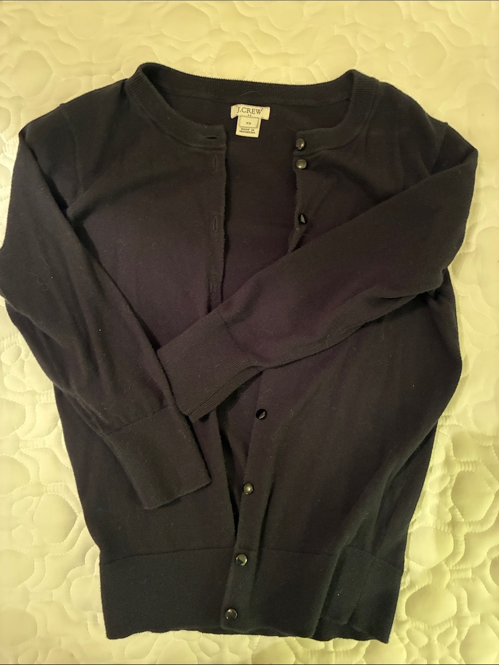 J. Crew Factory Women’s  Black 3/4 Button-Front Cardigan Sweater